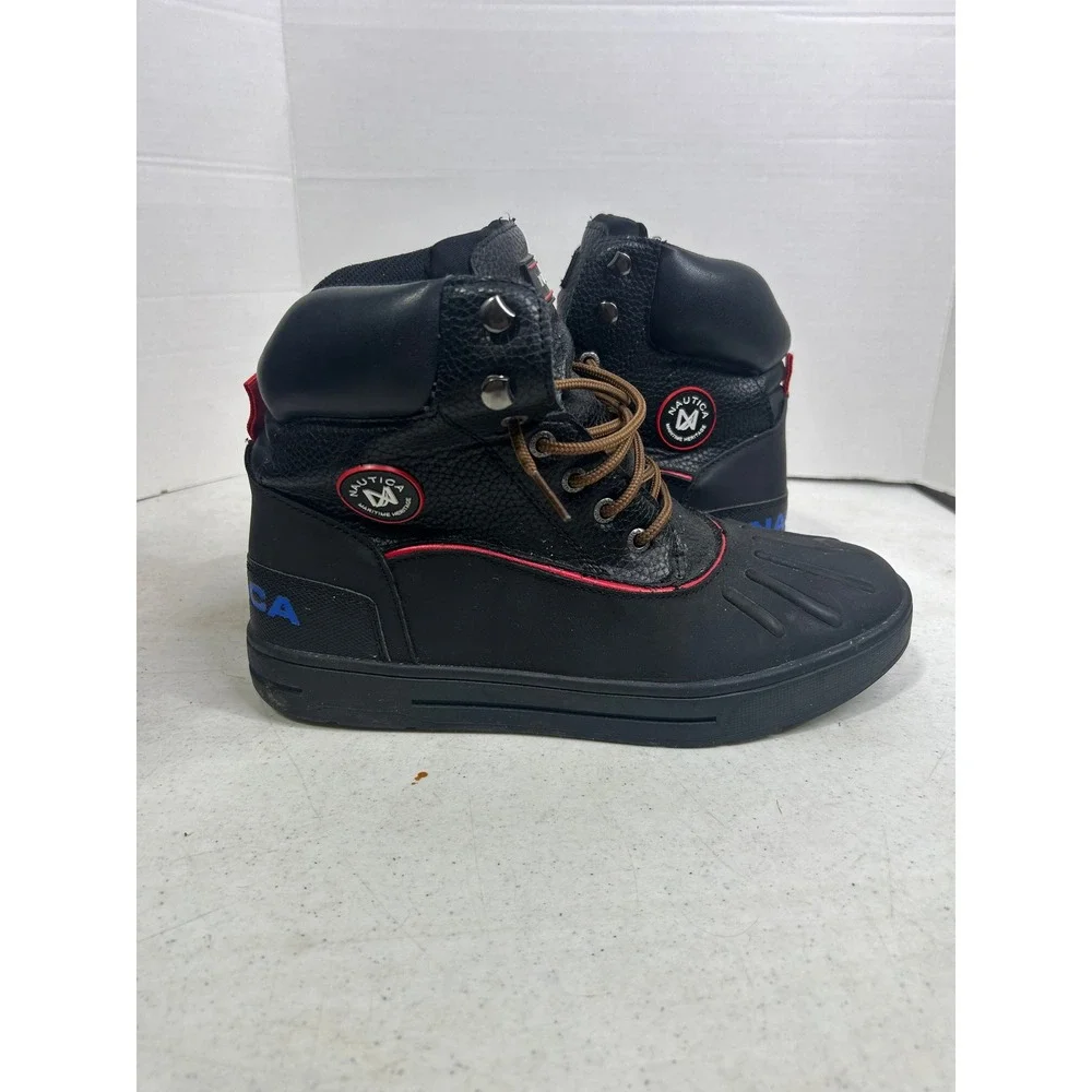 Nautica Padden Mens Black Duck Boots‎ Lace Up Winter Rain Shoes Size 9